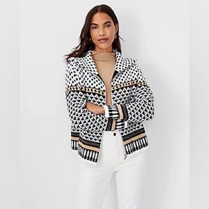 ANN TAYLOR
Fair Isle Zip Cardigan In Cafe Au Lait